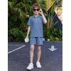 Arshiner Boys’ 2-Piece Outfits Short Sleeve Zip Polo Shirt & Drawstring Shorts Set Kids Summer Track Suits 4-13 Years(Navy Blue)