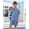 Arshiner Boys’ 2-Piece Outfits Short Sleeve Zip Polo Shirt & Drawstring Shorts Set Kids Summer Track Suits 4-13 Years(Navy Blue)