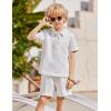 Arshiner Boys’ 2-Piece Outfits Short Sleeve Zip Polo Shirt & Drawstring Shorts Set Kids Summer Track Suits 4-13 Years(White)