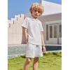 Arshiner Boys’ 2-Piece Outfits Short Sleeve Zip Polo Shirt & Drawstring Shorts Set Kids Summer Track Suits 4-13 Years(White)