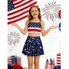 Arshiner Girls 3 Piece Swimsuit for Teen Girl Tankini Swimsuits Bathing Suit Beach Floral Bikini Swimwear with Skirt(Blue Stars-red Stripped)