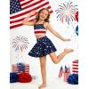 Arshiner Girls 3 Piece Swimsuit for Teen Girl Tankini Swimsuits Bathing Suit Beach Floral Bikini Swimwear with Skirt(Blue Stars-red Stripped)
