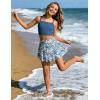 Arshiner Girls 3 Piece Swimsuit for Teen Girl Tankini Swimsuits Bathing Suit Beach Floral Bikini Swimwear with Skirt(Grey Blue-floral)