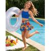 Arshiner Girls 3 Piece Swimsuit for Teen Girl Tankini Swimsuits Bathing Suit Beach Floral Bikini Swimwear with Skirt(Navy Blue-floral 4)