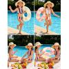 Arshiner Girls Bikini Beach Swimwear 2 Piece Swimsuits Floral Printing Bathing Suits for 4-15 Years(Blue Red-stripes)