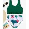 Arshiner Girls Bikini Beach Swimwear 2 Piece Swimsuits Floral Printing Bathing Suits for 4-15 Years(Dark Green – Tropical)