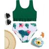 Arshiner Girls Bikini Beach Swimwear 2 Piece Swimsuits Floral Printing Bathing Suits for 4-15 Years(Dark Green – Tropical)
