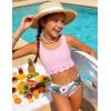 Arshiner Girls Bikini Beach Swimwear 2 Piece Swimsuits Floral Printing Bathing Suits for 4-15 Years(Light Pink-floral)