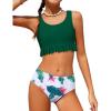 Arshiner Girls Bikini Beach Swimwear 2 Piece Swimsuits Floral Printing Bathing Suits for 4-15 Years(Dark Green – Tropical)