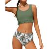 Arshiner Girls Bikini Beach Swimwear 2 Piece Swimsuits Floral Printing Bathing Suits for 4-15 Years(Light Green-floral)