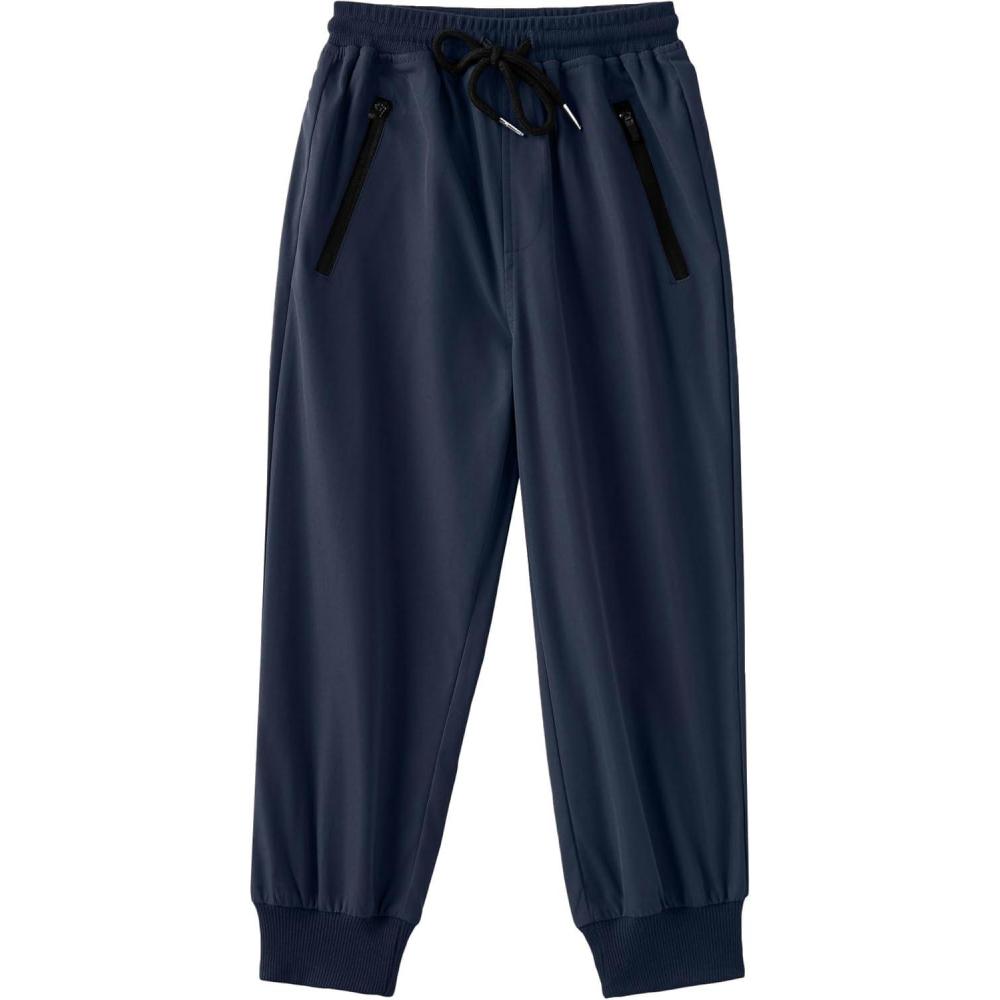 image:imageArshiner Boys Casual Pants Kids Elastic Waist Drawstring Jogger Pants Boys Sweatpants with Zipper Pockets 312 YearsNavy Blue