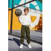 Arshiner Boys Casual Pants Kids Elastic Waist Drawstring Jogger Pants Boys Sweatpants with Zipper Pockets 3-12 Years(Army Green)