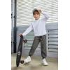 Arshiner Boys Casual Pants Kids Elastic Waist Drawstring Jogger Pants Boys Sweatpants with Zipper Pockets 3-12 Years(Dark Grey)