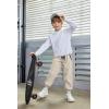 Arshiner Boys Casual Pants Kids Elastic Waist Drawstring Jogger Pants Boys Sweatpants with Zipper Pockets 3-12 Years(Khaki)