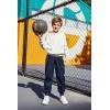 Arshiner Boys Casual Pants Kids Elastic Waist Drawstring Jogger Pants Boys Sweatpants with Zipper Pockets 3-12 Years(Navy Blue)
