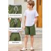 Arshiner Boys Cotton Linen Shorts Summer Beach Shorts Elastic Waist Drawstring Short with Pockets Size 6-18(Army Green)