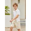 Arshiner Boys Cotton Linen Shorts Summer Beach Shorts Elastic Waist Drawstring Short with Pockets Size 6-18(Beige)