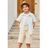 Arshiner Boys Cotton Linen Shorts Summer Beach Shorts Elastic Waist Drawstring Short with Pockets Size 6-18(Beige)