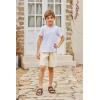 Arshiner Boys Cotton Linen Shorts Summer Beach Shorts Elastic Waist Drawstring Short with Pockets Size 6-18(Beige)