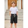 Arshiner Boys Cotton Linen Shorts Summer Beach Shorts Elastic Waist Drawstring Short with Pockets Size 6-18(Black)