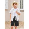 Arshiner Boys Cotton Linen Shorts Summer Beach Shorts Elastic Waist Drawstring Short with Pockets Size 6-18(Black)