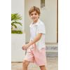 Arshiner Boys Cotton Linen Shorts Summer Beach Shorts Elastic Waist Drawstring Short with Pockets Size 6-18(Light Pink)