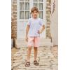 Arshiner Boys Cotton Linen Shorts Summer Beach Shorts Elastic Waist Drawstring Short with Pockets Size 6-18(Light Pink)