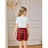 Arshiner Girls Pajamas Shorts Casual Summer Lounge Sleep Pj 2-Pack Plaid Shorts Beach Bottoms(Red & Black Plaid)