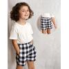 Arshiner Girls Pajamas Shorts Casual Summer Lounge Sleep Pj 2-Pack Plaid Shorts Beach Bottoms(Red & Black Plaid)