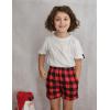 Arshiner Girls Pajamas Shorts Casual Summer Lounge Sleep Pj 2-Pack Plaid Shorts Beach Bottoms(Red & Black Plaid)
