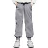 Arshiner Boys Casual Pants Elastic Waist Drawstring Kids Pants Youth Tapered Sweatpants Zipper Pockets Light Grey