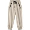 Arshiner Boys Casual Pants Kids Elastic Waist Drawstring Jogger Pants Boys Sweatpants with Zipper Pockets 3-12 Years(Khaki)