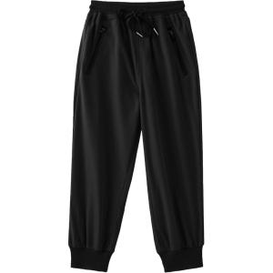 Arshiner Boys Casual Pants Kids Elastic Waist Drawstring Jogger Pants Boys Sweatpants with Zipper Pockets 3-12 Years(Black)