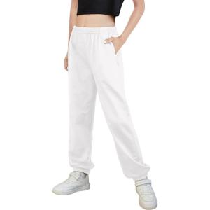 Arshiner Kids Girls Tie Dye Joggers Comfort Loose Sweatpants High Waist Trouser(White)