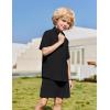 Arshiner Boys 2 Piece Summer Outfits Waffle Knit Short Sleeve Button Down Shirt & Casual Shorts Sets Size 4-12(Black)