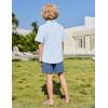 Arshiner Boys 2 Piece Summer Outfits Waffle Knit Short Sleeve Button Down Shirt & Casual Shorts Sets Size 4-12(Blue Stripes-navy)