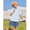 Arshiner Boys 2 Piece Summer Outfits Waffle Knit Short Sleeve Button Down Shirt & Casual Shorts Sets Size 4-12(Blue Stripes-navy)