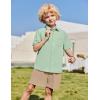 Arshiner Boys 2 Piece Summer Outfits Waffle Knit Short Sleeve Button Down Shirt & Casual Shorts Sets Size 4-12(Green-khaki)