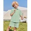 Arshiner Boys 2 Piece Summer Outfits Waffle Knit Short Sleeve Button Down Shirt & Casual Shorts Sets Size 4-12(Icy Green)