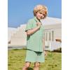 Arshiner Boys 2 Piece Summer Outfits Waffle Knit Short Sleeve Button Down Shirt & Casual Shorts Sets Size 4-12(Icy Green)