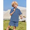 Arshiner Boys 2 Piece Summer Outfits Waffle Knit Short Sleeve Button Down Shirt & Casual Shorts Sets Size 4-12(Navy Blue)