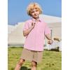 Arshiner Boys 2 Piece Summer Outfits Waffle Knit Short Sleeve Button Down Shirt & Casual Shorts Sets Size 4-12(Pink-khaki)