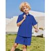 Arshiner Boys 2 Piece Summer Outfits Waffle Knit Short Sleeve Button Down Shirt & Casual Shorts Sets Size 4-12(Royal Blue)