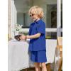 Arshiner Boys 2 Piece Summer Outfits Waffle Knit Short Sleeve Button Down Shirt & Casual Shorts Sets Size 4-12(Royal Blue)