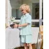 Arshiner Boys 2 Piece Summer Outfits Waffle Knit Short Sleeve Button Down Shirt & Casual Shorts Sets Size 4-12(Sky Blue)