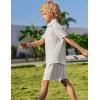 Arshiner Boys 2 Piece Summer Outfits Waffle Knit Short Sleeve Button Down Shirt & Casual Shorts Sets Size 4-12(White)