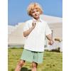 Arshiner Boys 2 Piece Summer Outfits Waffle Knit Short Sleeve Button Down Shirt & Casual Shorts Sets Size 4-12(White-green)