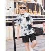 Arshiner Boys’ 2-Piece Cotton Outfit Short Sleeve Crewneck T-Shirt & Cargo Shorts Set Summer Casual Clothes for Kids 5-13(Black and White Print&black)