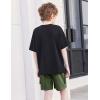 Arshiner Boys’ 2-Piece Cotton Outfit Short Sleeve Crewneck T-Shirt & Cargo Shorts Set Summer Casual Clothes for Kids 5-13(Black&army Green)