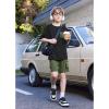 Arshiner Boys’ 2-Piece Cotton Outfit Short Sleeve Crewneck T-Shirt & Cargo Shorts Set Summer Casual Clothes for Kids 5-13(Black&army Green)